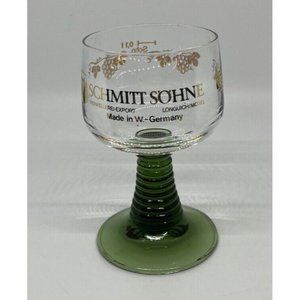 Vintage Schmitt  Sohne Bee Hive Green Stem Wine Glass Single West Germany 4.5”